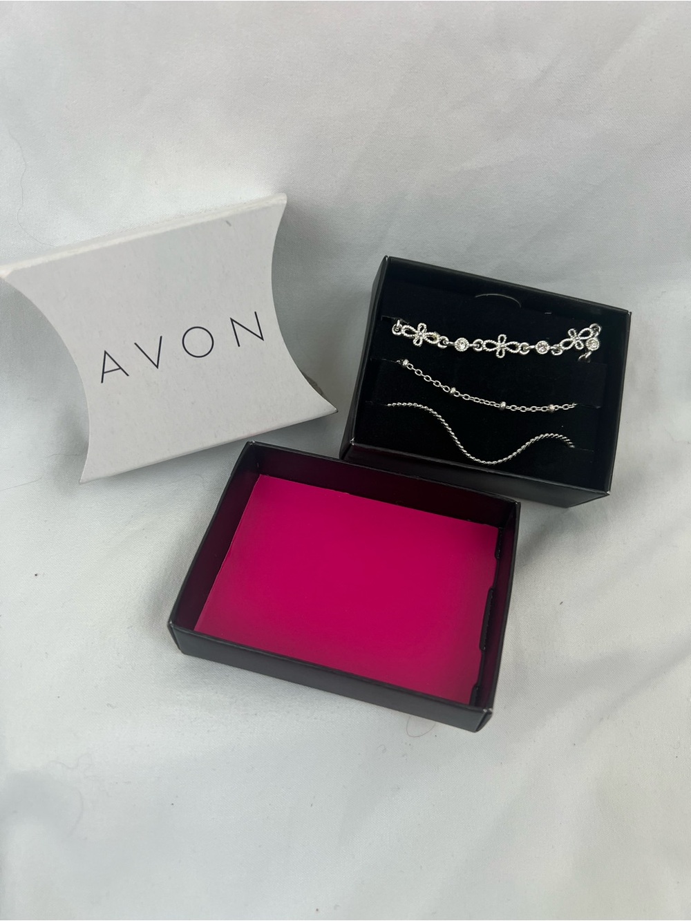 Avon Silver-Tone Three-Piece Layered Anklet Set